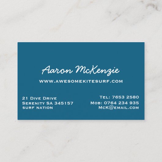 Kite Surfing Visitekaartje (Achterkant)