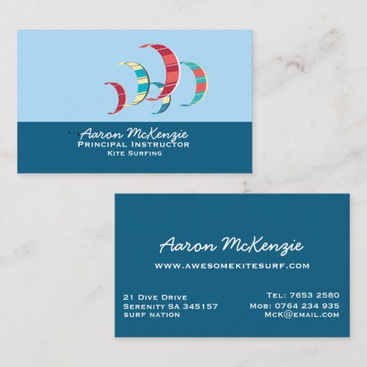 Kite Surfing Visitekaartje (Voorkant / Achterkant)