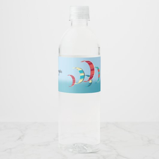 Kite Surfing Waterfles Etiket (Voorkant)