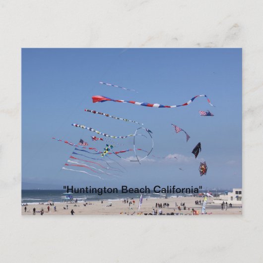 Kite vliegen op de strand briefkaart (Voorkant)
