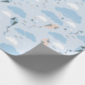 Kite Wrapping Paper - Speelse vliegers en wolken Cadeaupapier (Hoek)