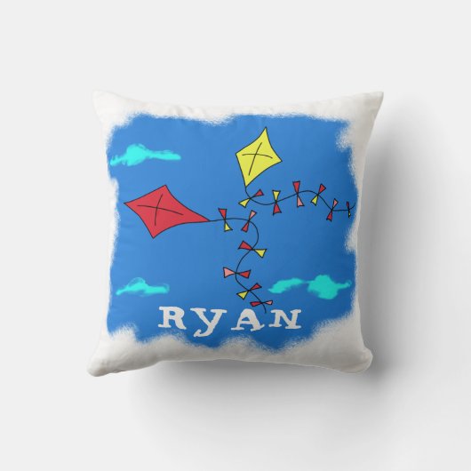 Kite Yellow Red Sky Cloud Drawing Kind Naam Kussen (Achterkant)