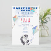 Kite Zebra Alle Leeftijd Peuter Picknick Verjaarda Kaart (Staand voorkant)