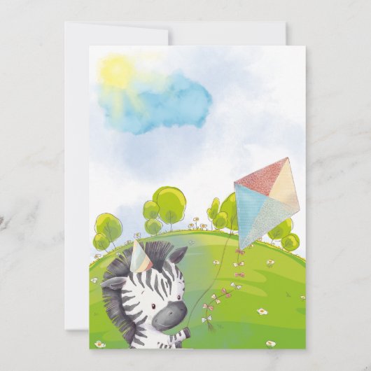 Kite Zebra Alle Leeftijd Peuter Picknick Verjaarda Kaart (Achterkant)