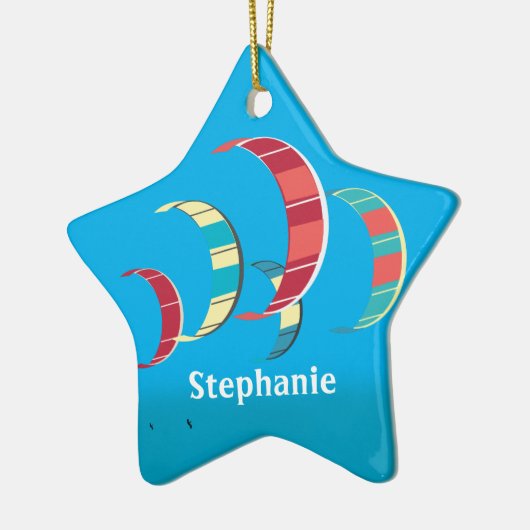 Kiteboarden in kleur keramisch ornament (Links)