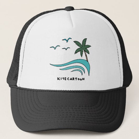 Kiteboarden/kitesurfen - kitecartoon trucker pet (Voorkant)