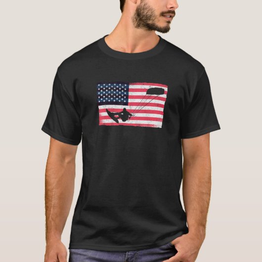 Kiteboarder American Flag Kitesurfer Kite USA Kite T-shirt (Voorkant)