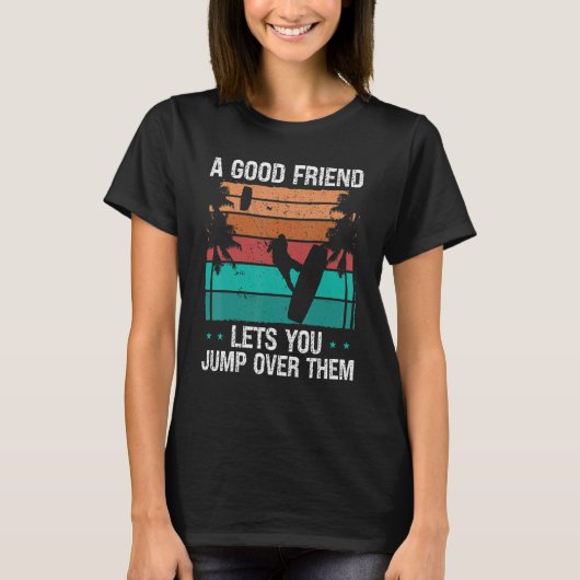 Kiteboarder jump over friend Kitesurfer Kite Kiteb T-shirt (Voorkant)