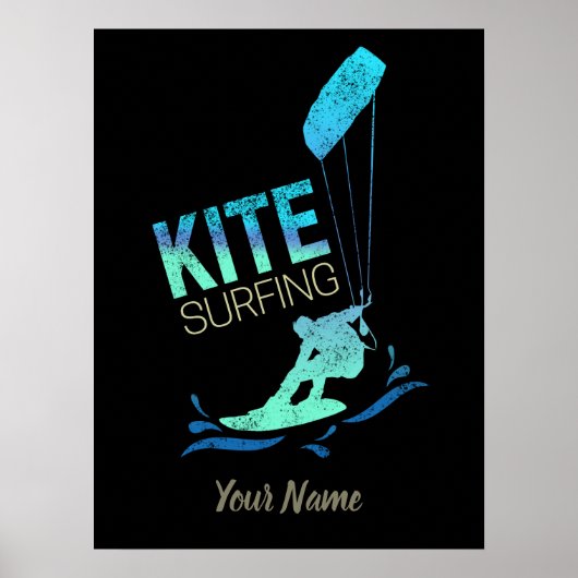 Kiteboarder Kite Surfing, Vintage keuesurfing Poster (Voorkant)