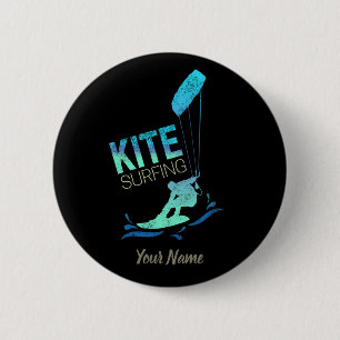 Kiteboarder Kite Surfing, Vintage keuesurfing Ronde Button 5,7 Cm
