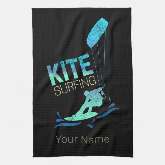 Kiteboarder Kite Surfing, Vintage keuesurfing Theedoek (Verticaal)