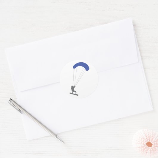 Kiteboarder Ronde Sticker (Envelop)
