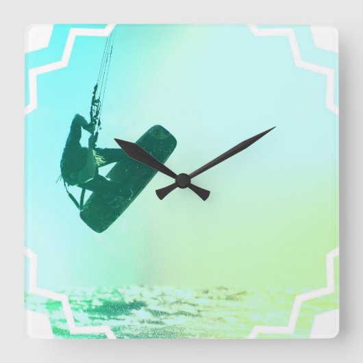 Kiteboarding Air Clock Vierkante Klok (Voorkant)