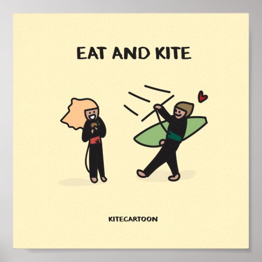 Kiteboarding/kitesurfing — Eat en Kite Poster (Voorkant)