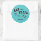 Kiteboarding/kitesurfing — Eat en Kite Ronde Sticker (Tas)
