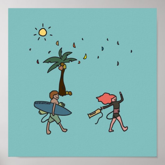 Kiteboarding/kitesurfing- Laten we kitesurfing gaa Poster (Voorkant)