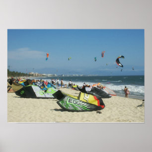 Kiteboarding op Bucerias Beach Mexico Poster