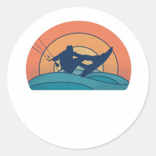 Kiteboarding Retro Kitesurfing Ronde Sticker