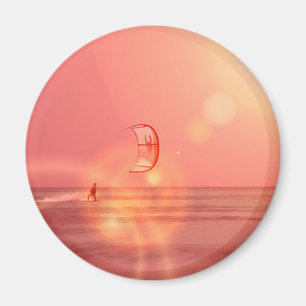 Kiteboarding Sunset Round Magnet