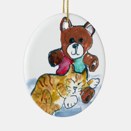 Kiten's Teddy Bear Nap Keramisch Ornament (Rechts)
