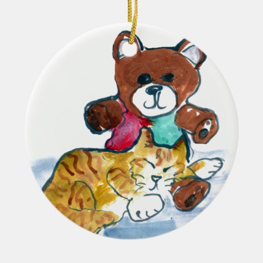 Kiten's Teddy Bear Nap Keramisch Ornament (Voorkant)