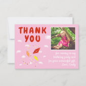 Kites Clouds Pink Girl Foto van Birthday Bedankkaart (Voorkant)
