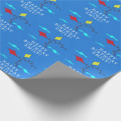 Kites Clouds Tekenen Kinder Happy Birthday Kinder Cadeaupapier (Hoek)