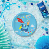 Kites in de hemel Het is een Jongen Baby shower Pa Papieren Bordje (Feest)