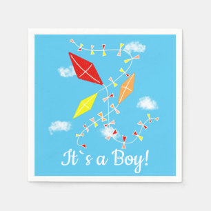 Kites in de hemel Het is een Jongen Baby shower Pa Servet