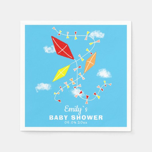 Kites in de Sky Boy Baby shower Party Servet (Voorkant)