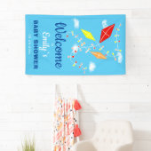 Kites in de Sky Boy Baby shower Party Spandoek (Insitu)