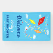 Kites in de Sky Boy Baby shower Party Spandoek (Horizontaal)