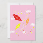 Kites in Pink Sky Tekening Kinder Meisje Verjaarda Kaart (Achterkant)