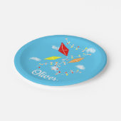 Kites in Sky Blue Boy Happy Birthday Party Papieren Bordje (Gekanteld)