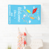 Kites in Sky Blue Kids Birthday Party Welcome Spandoek (Insitu)