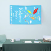 Kites in Sky Blue Kids Birthday Party Welcome Spandoek (Beurs)