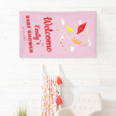 Kites in Sky Pink Girl Baby shower Party Spandoek (Insitu)