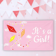 Kites in Sky Pink Het is een meisje Baby shower