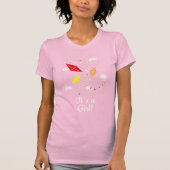 Kites in Sky Pink Het is een meisje Baby shower T-shirt (Voorkant)