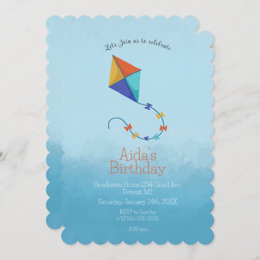 Kites in the Sky Uitnodiging: Kleurrijk Kaart (Voorkant / Achterkant)