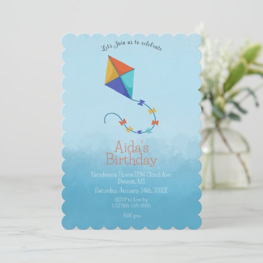 Kites in the Sky Uitnodiging: Kleurrijk Kaart (Staand voorkant)