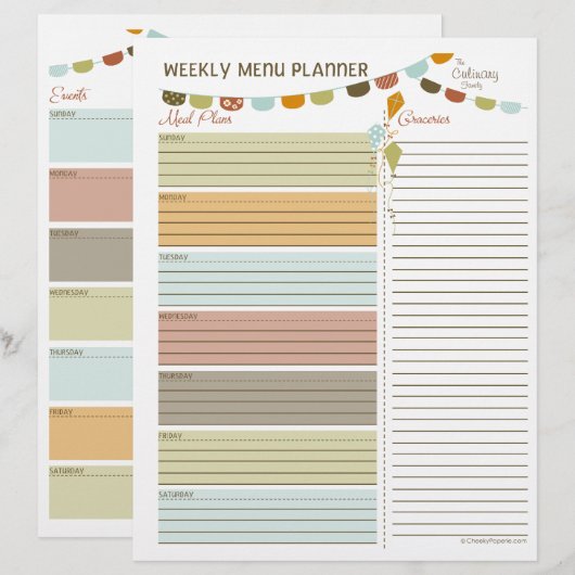 Kites Weekly Menu Planner Flyers (Voorkant / Achterkant)