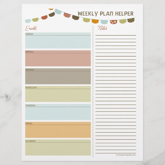 Kites Weekly Menu Planner Flyers (Achterkant)