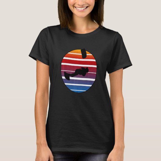 Kitesurf Retro Vector Silhouette laat een Kite B v T-shirt (Voorkant)