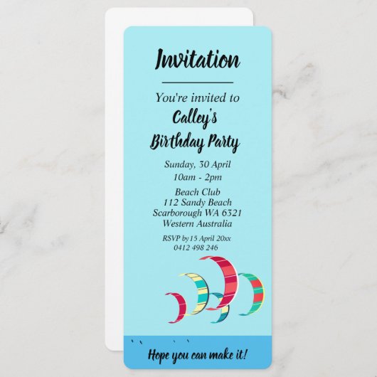 Kitesurfen Kaart (Voorkant / Achterkant)