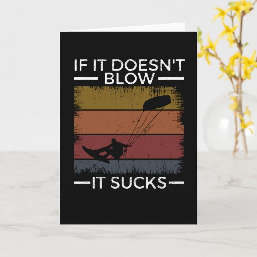 Kitesurfer  Kiteboarding Retro Blow Sucks Kaart (Gele Bloem)