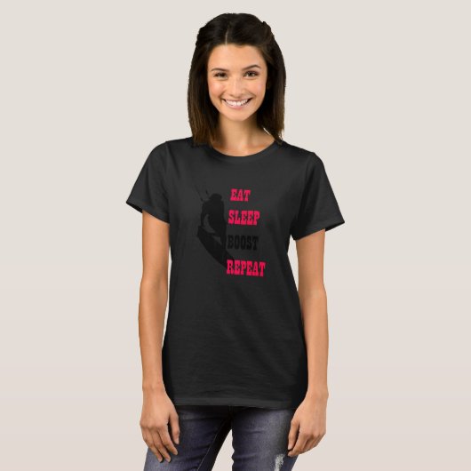 Kitesurfer Life Eat Sleep Boost Herhaal Rood en Bl T-shirt (Voorkant volledig)