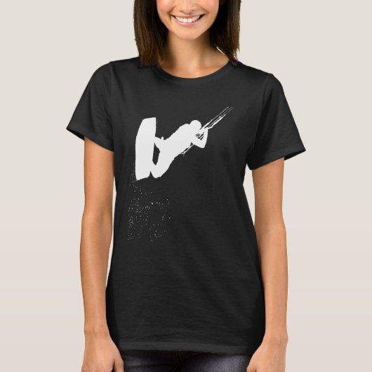 Kitesurfing Action Kite And Surf Silhouette White T-shirt (Voorkant)