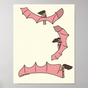 Kitesurfing/Kiteboarding - Kite girl met kite Pos Poster