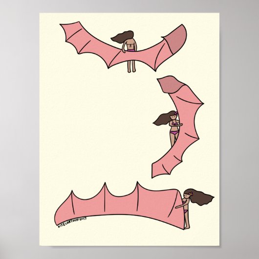 Kitesurfing/Kiteboarding - Kite girl met kite Pos Poster (Voorkant)